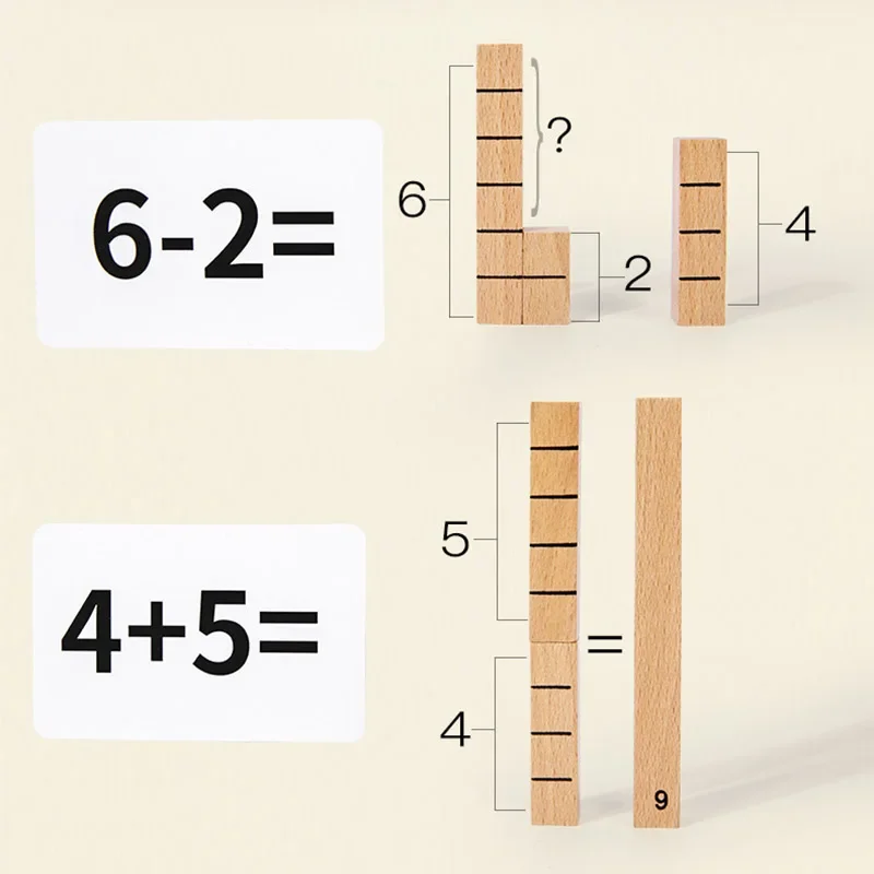 Children's Wooden Number Stick Cognitive Matching Addition Subtraction Operation Logical Thinking Training Math Toys