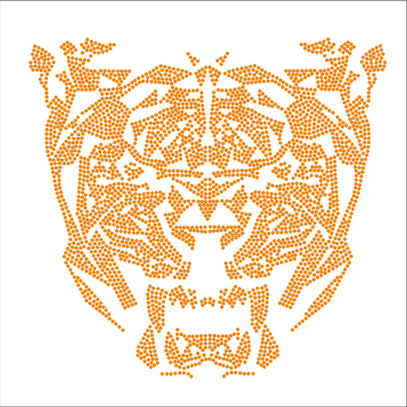 Tiger Iron On Patch Tops Hot Fix Rhinestone Sticker On Clothes Custom Crystal Thermal Transfer Strass Decoration Accessories