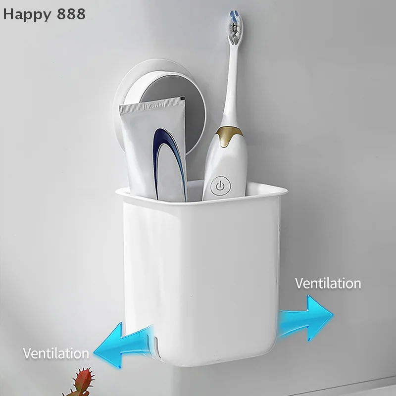 Wasserdichter, bohrfreier, an der Wand montierter Zahnbürstenhalter mit Zahnpasta- und Mundbecher-Organizer