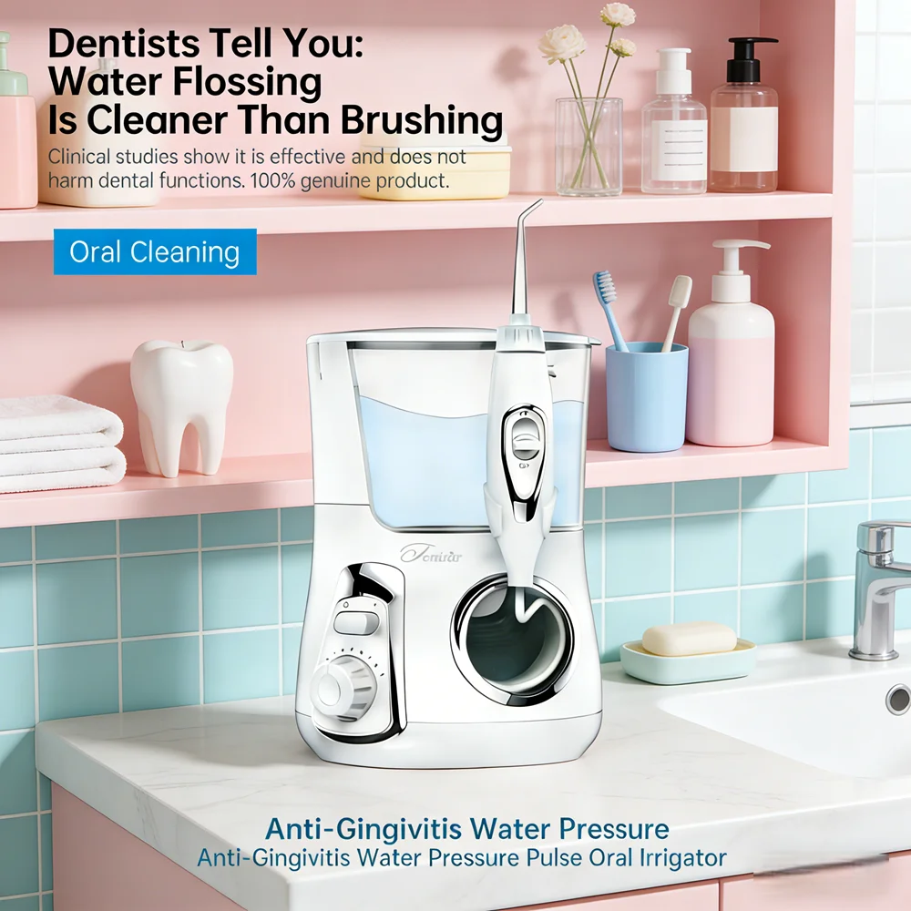 

10 Modes Electric Dental Water Flosser 800ML Big Tank 5 Nozzles Household Oral Irrigator