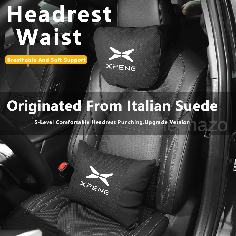 

Suede Seat Headrest Neck Pillow Soft Comfort Cushion Lumbar Support For Xpeng Xiao Peng P5 P7 g3 g6 G9 X9 N5 F57 h93 Beta Car