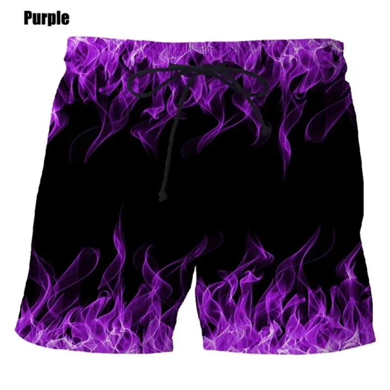 Summer New Men\'s Casual Funny Shorts 3D Digital Printing Flame Cool Sports Swimming Shorts Men Comfort Street Short Pants