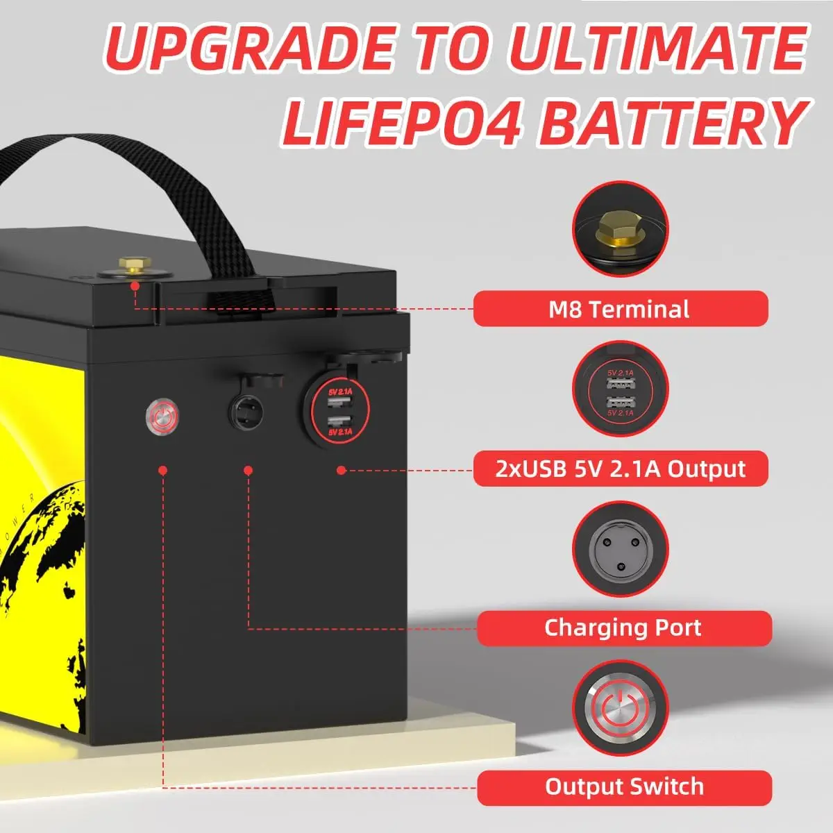 New 12V 100Ah LiFePO4 Battery 1280Wh 12V Lithium Battery Built-in 100A BMS 6000+ Cycles for RV, Solar, Home Energy Storage