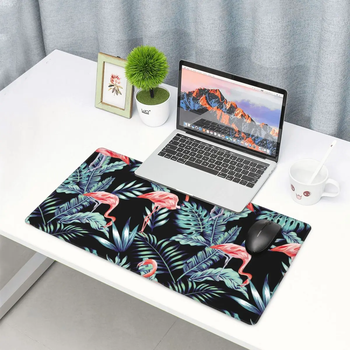 Summer Tropical Palm Leaves Gaming Mouse Pad Keyboard Mouse Mat Birds XXL Non-Slip Rubber Mousepad for Gamers