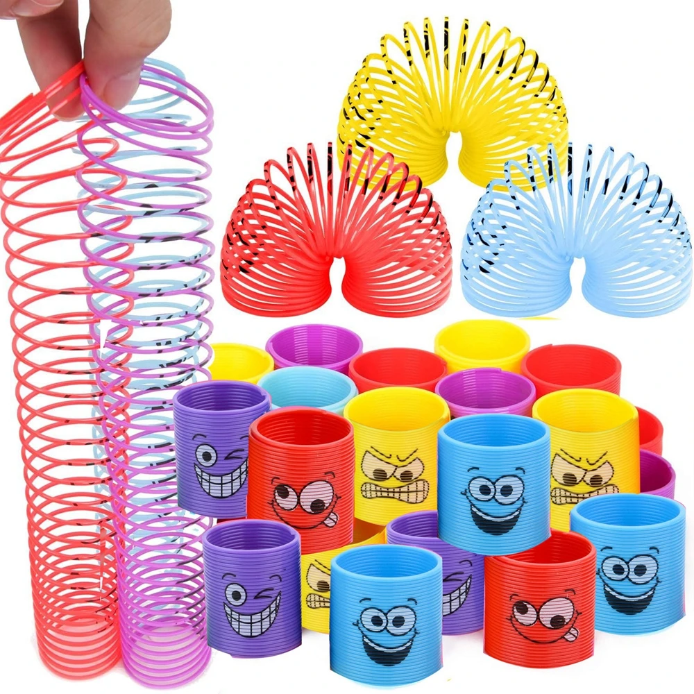 

1PCS Girls Boys Smiling Face Spring Rainbow Magic Fidget Stress Coil Springs Bulk Mini Toys Party Favors Toys Color random
