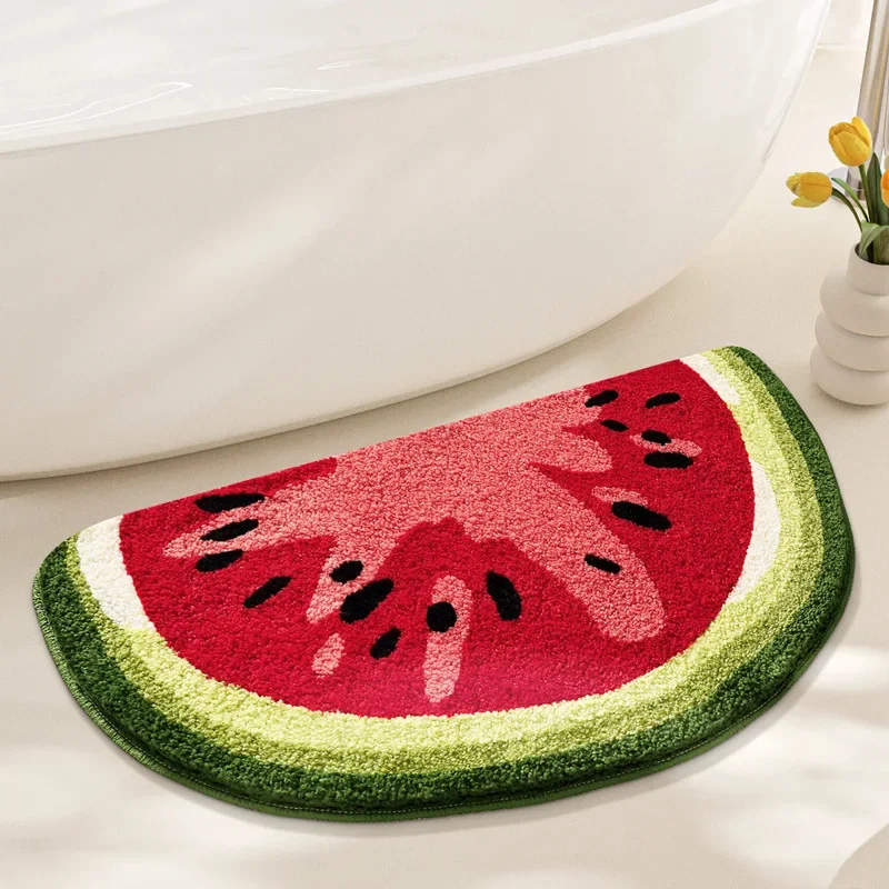 Minimalist Fruit Bathroom Floor Mat, Toilet Semi-circular Water-absorbing Carpet, Toilet Anti-slip Mat, Entrance Door Mat
