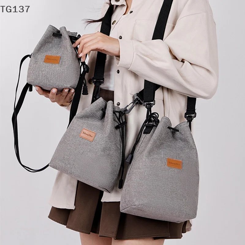 Camera Bag For Pentax Fuji Travel Outdoor Single Shoulder Bag DSLR Storage Bag Drawstring Stitching Lens Pouch
