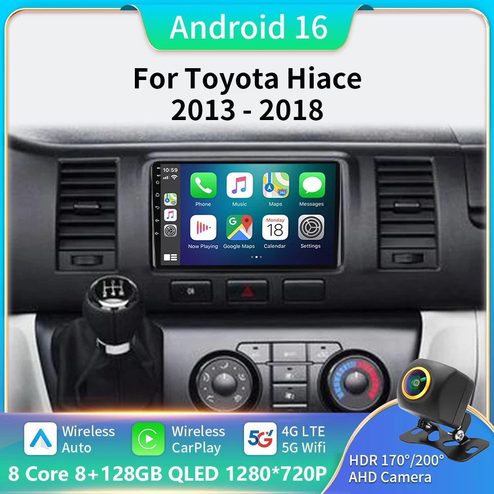 

2 Din Android 13 для TOYOTA Hiace 2012-2018 автомобильное радио, мультимедийный видеоплеер, GPS-навигация, Carplay, DVD, BT, Wi-Fi, головное устройство