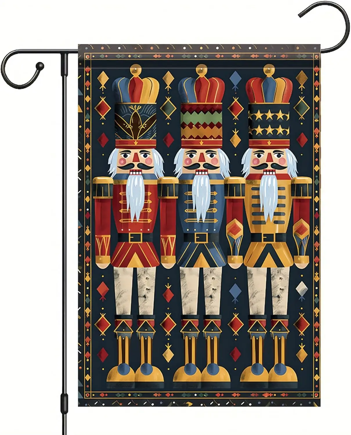Nutcracker Garden Flag 12x18 Double Sided - Vintage Christmas Garden Flag Outside Decoration, Watercolor Oil Painting Style jjp