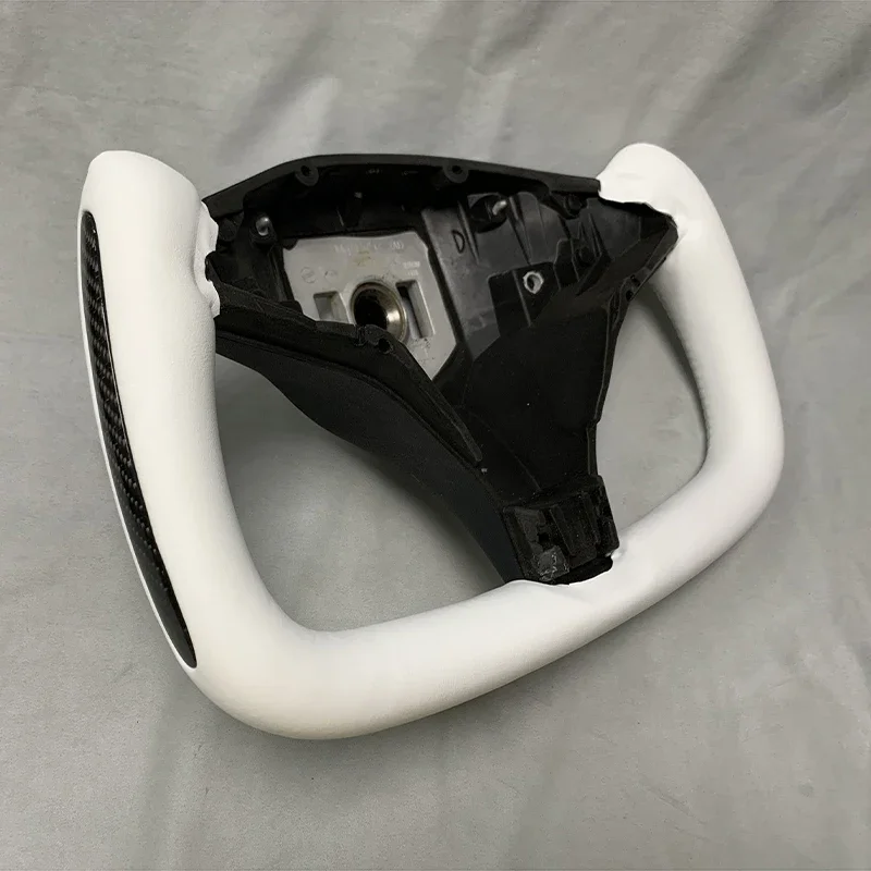 YOKE-Volante de fibra de carbono para Tesla Model S Model X 2014-2020, cuero, gamuza