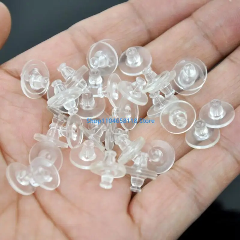 

100 Pack Silicone Earring Stoppers Plugs Clear Earrings Back Secure Ear Studs Closures for Heavy Earrings for DIY Lovers