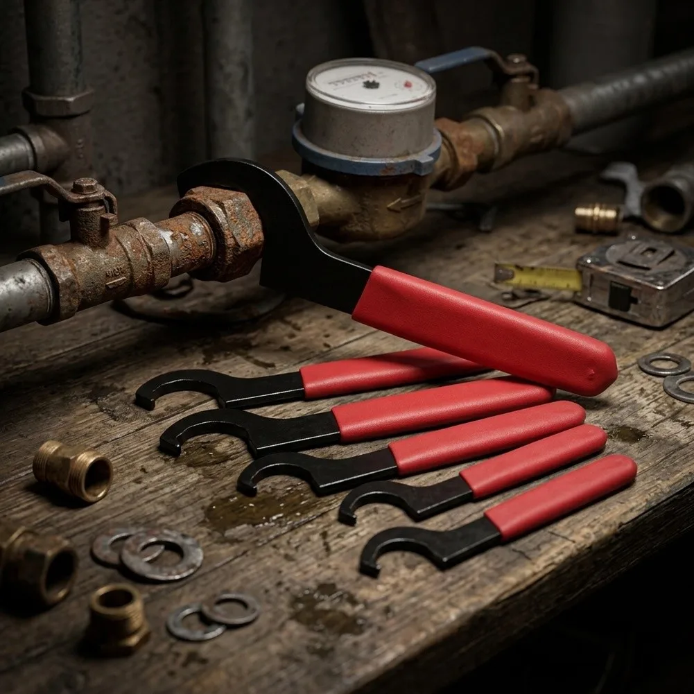 Hook Wrenches Tools Set C-Shape Spanner Carbon Steel Half-Moon Wrench Set With Ergonomic Non-Slip Handle For Round Nuts