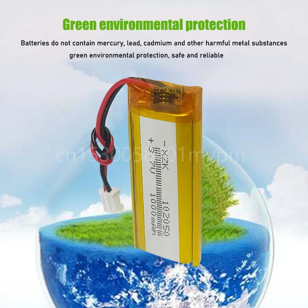 1000mAh 3.7V 102050 Lithium Polymer Li-Po Li Ion Rechargeable Battery PH 2.0mm 2pin Plug for Aircraft,LED Light,speaker GPS