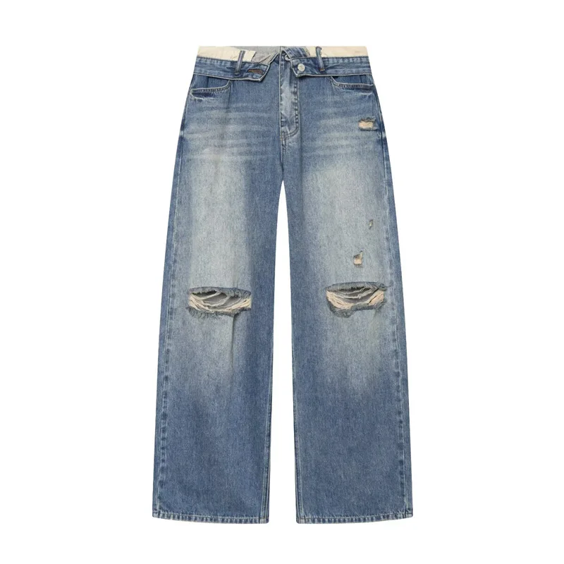 

Withered Cross Border Women's Clothing 2026 New European And American Style Simple Mid Waist Flared Jeans Denim Pants Woman