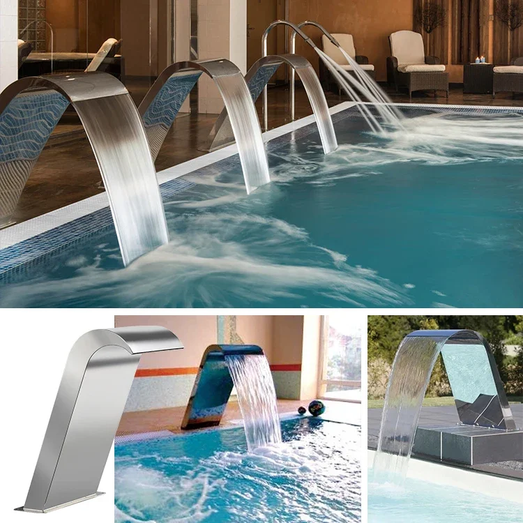 Water Curtain Swim Spa Pool Cascade Spillway Swimming Pool Stainless Steel Waterfall For Pool Spa Pond