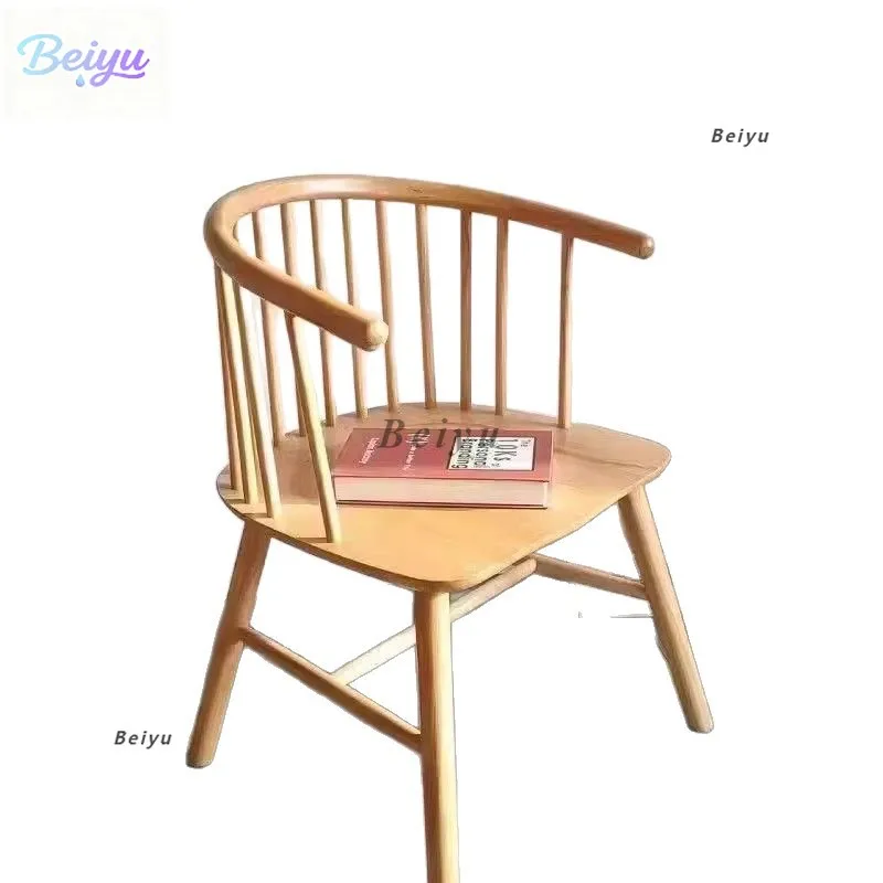 

Simple style solid wood dining chair modern Nordic chair Windsor home princess armrest balcony restaurant back chair armchair