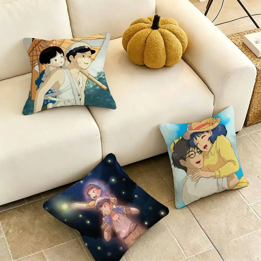 G-Grave of the F-Fireflies Pillow Case Square Double-Sided Sofa Cushion Cover Bedroom Bedside Pillow Gift