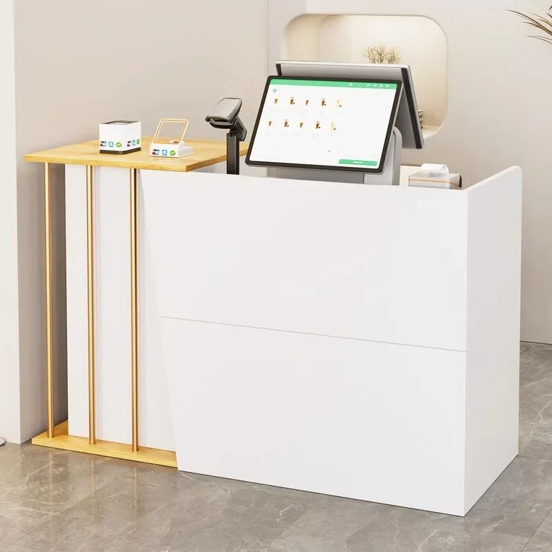 Nordic White Reception Desks Modern Stylish Luxury Checkout Reception Desks Small Supermarket  Bar Furniture