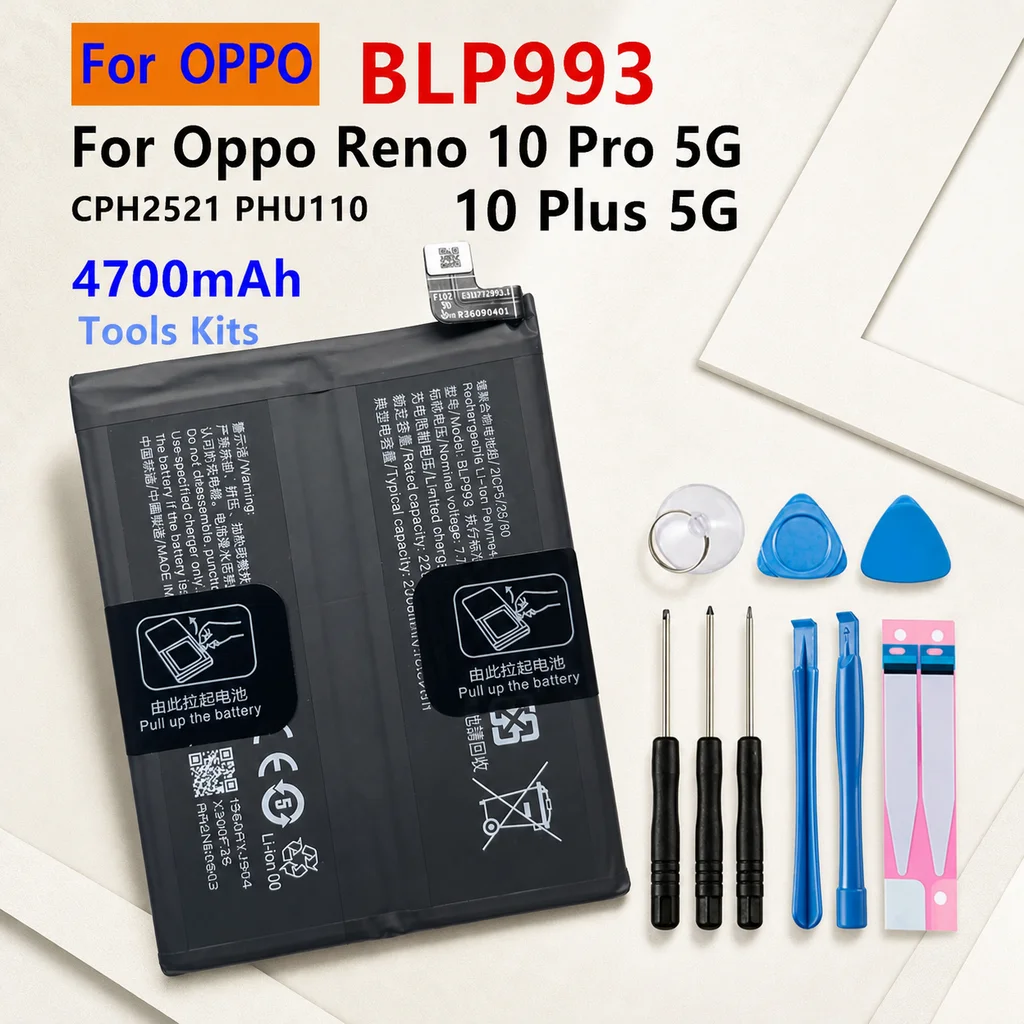 Premium Replacement Battery BLP993 4700mAh For OPPO Reno 10 Pro 10 Plus CPH2521 PHU110 For OnePlus Phone Repair With Tool Kit