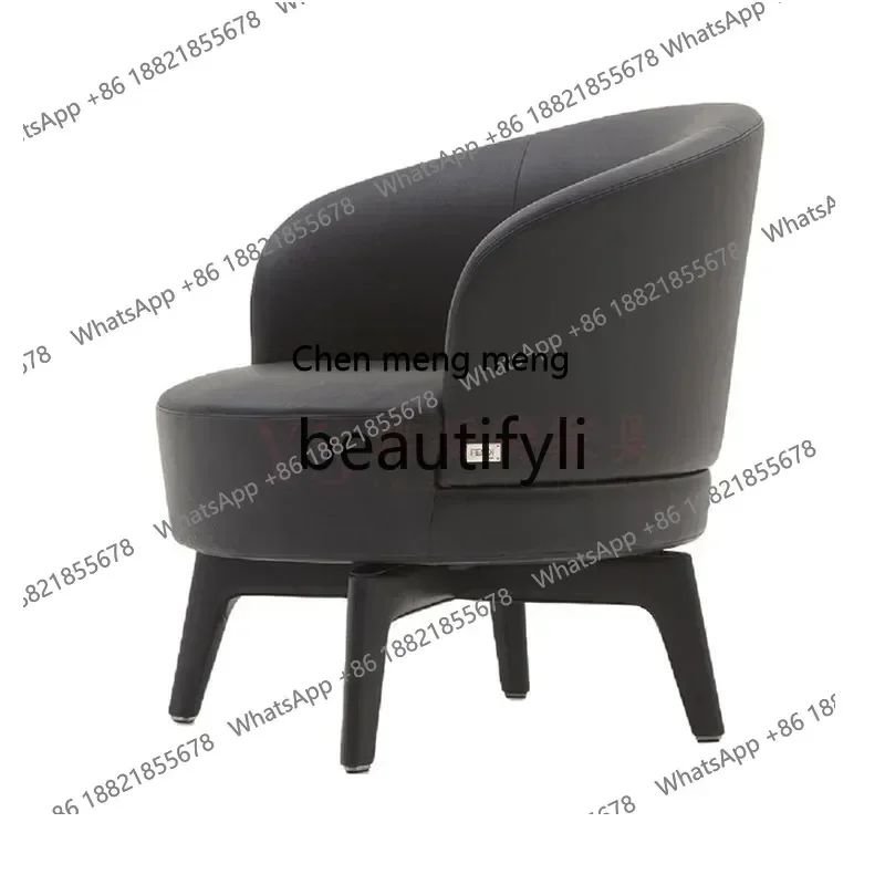 Italian light luxury minimalist solid wood fabric sofa single chair sales department reception leisure armchair