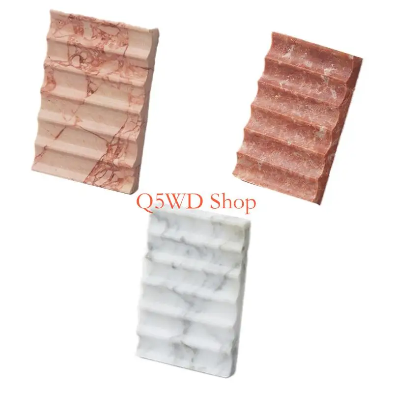 

Q5WD Space Efficient Marble Soap Tray Auto Draining Feature Bathroom Countertops Essential