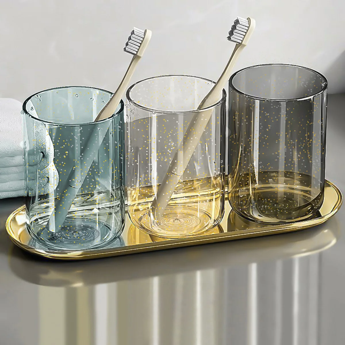 1PCS Mouthwash Mug Portable Round Toothbrush Holder Cup Colorful Clear Toothbrush Storage Cup Bathroom Washing Tools