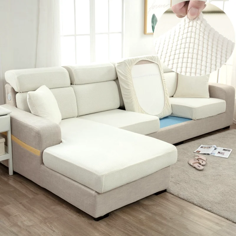 Elastic Bath Cap Style Sofa Cover Full Wrap around Three Seater Sofa White Backrest Head Pillow Versatile Universal Fit Machi...