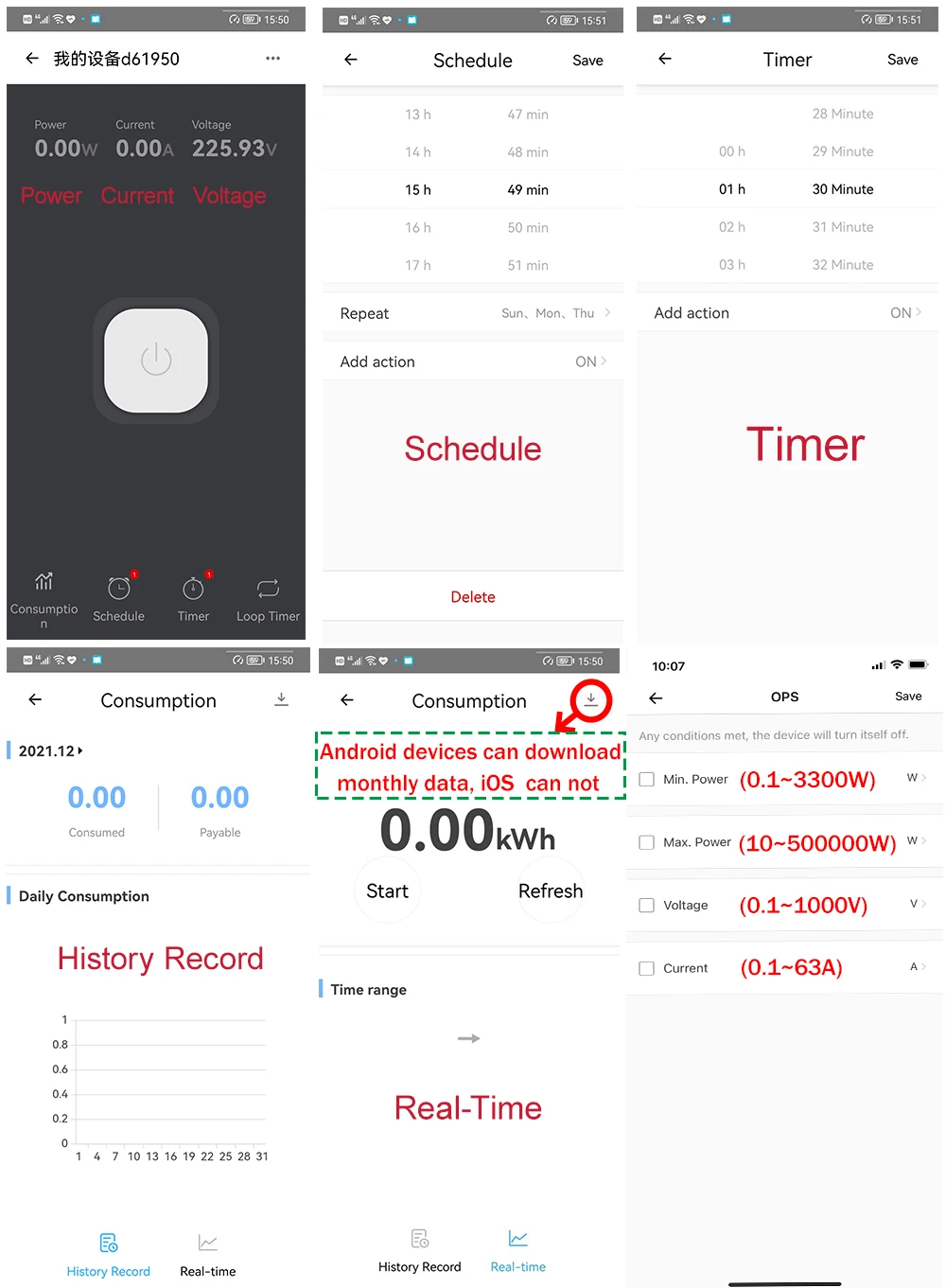 Imagem -05 - Wifi Smart Energy Meter Consumo de Energia Medidor Kwh Disjuntor Temporizador de Tempo Relé Voltímetro para Casa Inteligente 1p Din Rail