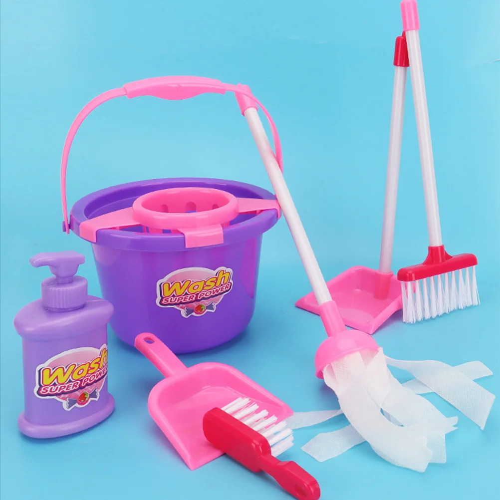 7 Pcs Cleaning Mopping Set Children Toys Small Tool Playthings Dustpan and Broom Role Sweeping Kit