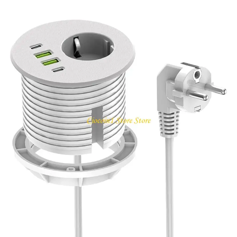 A3PC Power Strips 1Schuko Socket 4 USB Chargers For Compactly Workspaces Offices