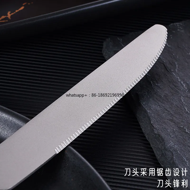 Lightweight Pure Titanium Three-piece Set Outdoor Camping Picnic Picnic Tableware Set Food Grade Titanium Alloy Knife, Fork and