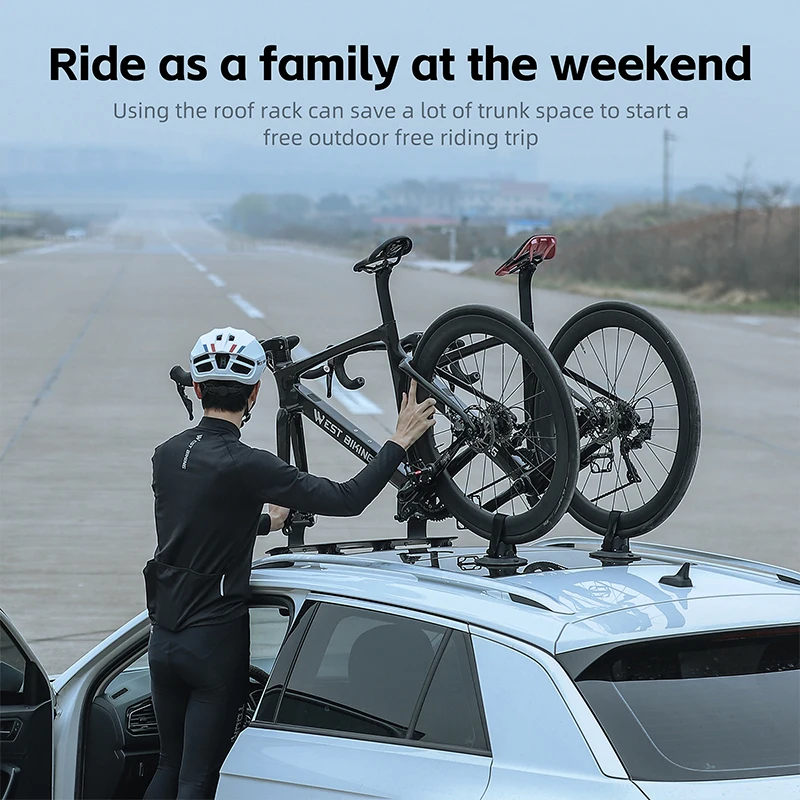 WEST BIKING Bicycle Carrier Car Racks Suction Cups Roof-Top Trunk Bike Roof Holder MTB Road Bike Quick Install Cycling Racks