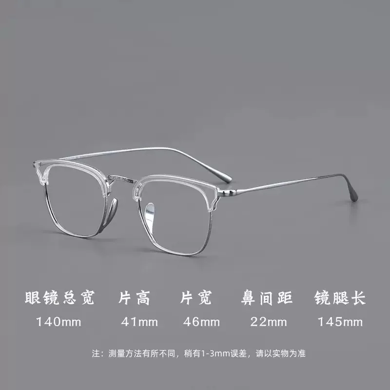 Exquisito marco de anteojos recetados tallados, medio marco de alta calidad, gafas de titanio puro, monturas para ojos, gafas ópticas para mujer