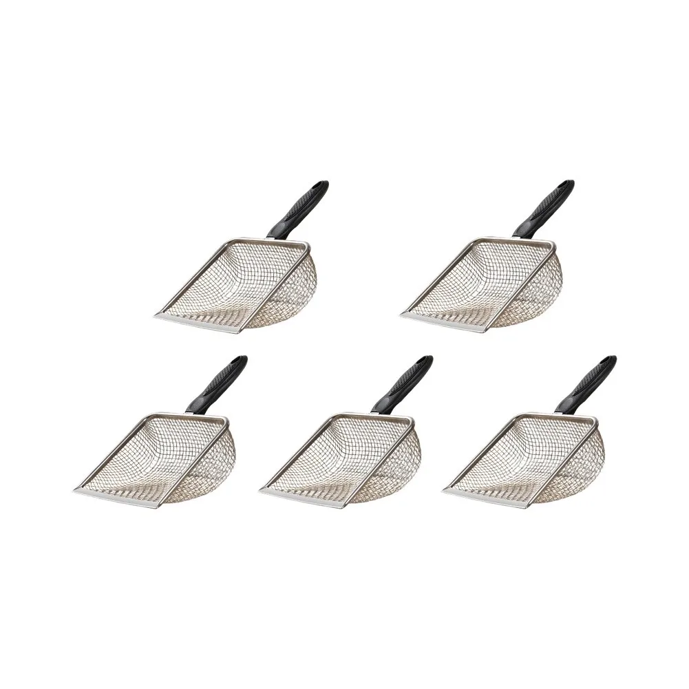 5 Stainless Steel Sifting Shovels with Ergonomic PP Handles for Extended Use in Poultry and Bird Habitat For cleaning