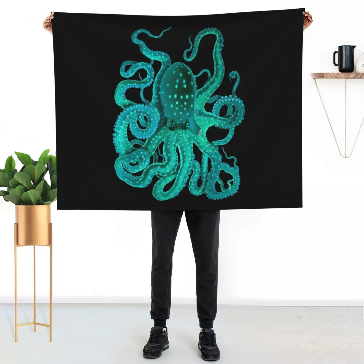 

Turquoise Octopus Too Throw Blanket All Weather Soft Throw Blanket for Sofa