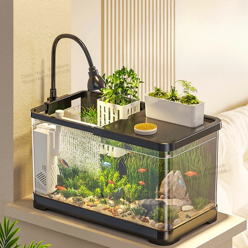 Living Room Nordic Fish Tank Corporation Desktop Aquatic Pet Supplies Ecology Loop Fish Tank Light Cobble Aquarium Pour Aquarium