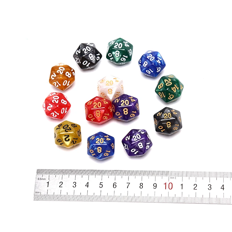 Dados D20 perlados duraderos, dados acrílicos de 20 caras para juego de mesa, 1 unidad