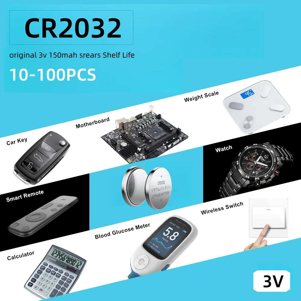 2-60 pièces CR2032 CR 2032 pile bouton 3V batterie au Lithium pour montre jouet calculatrice voiture télécommande bouton pile bouton