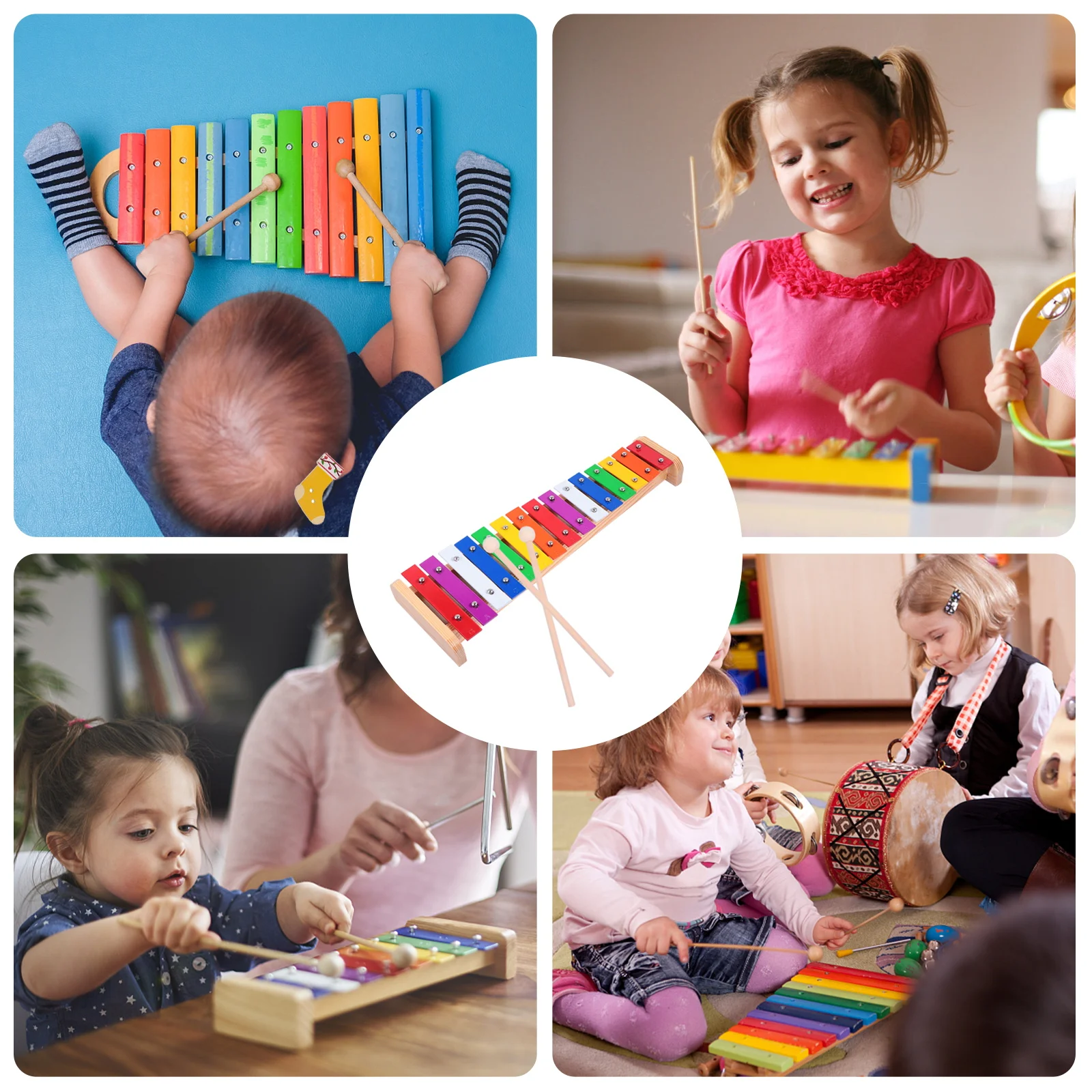 

15Keys AluminumPlateXylophone ColorfulMusicalToys SafeEducational Instruments ToddlerGlockenspiel PercussionInstrument