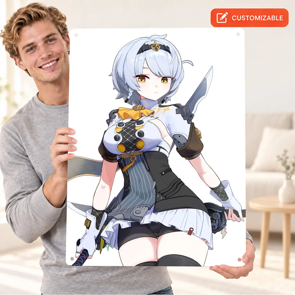 Zenless Zone Zero Silver Soldier Anby Textured Metal Poster Personalized Aluminum Sign Anime Illustration Wall Art For Bedroom