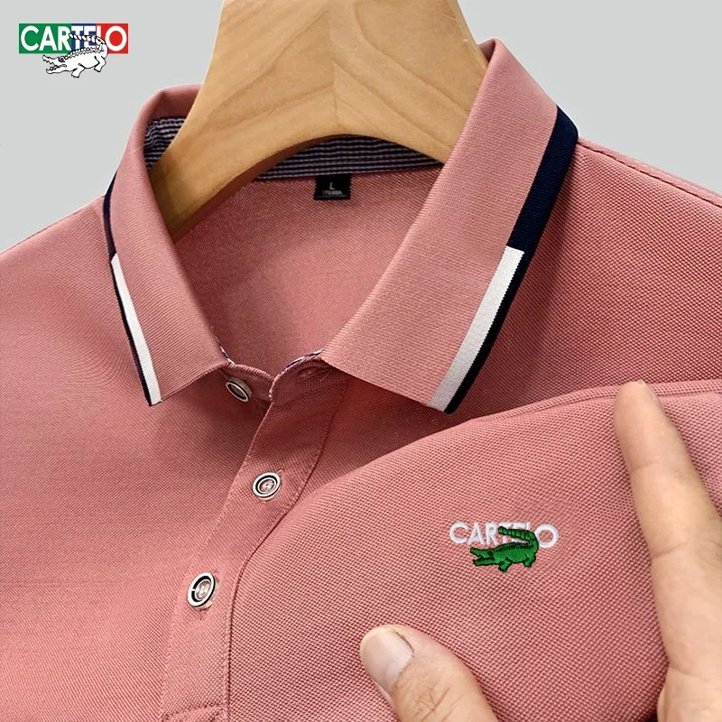 New summer men's high-quality short sleeved polo shirt, fashionable, business, casual, comfortable, breathable T-shirt top