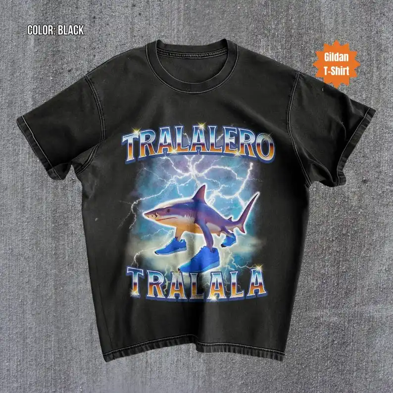 Tralalero Tralala Funny Shark Meme T-shirt, Bootleg Rap Tee, Shoes Meme Shirts, Weird Absurd Funny Shirt, Trending Tee