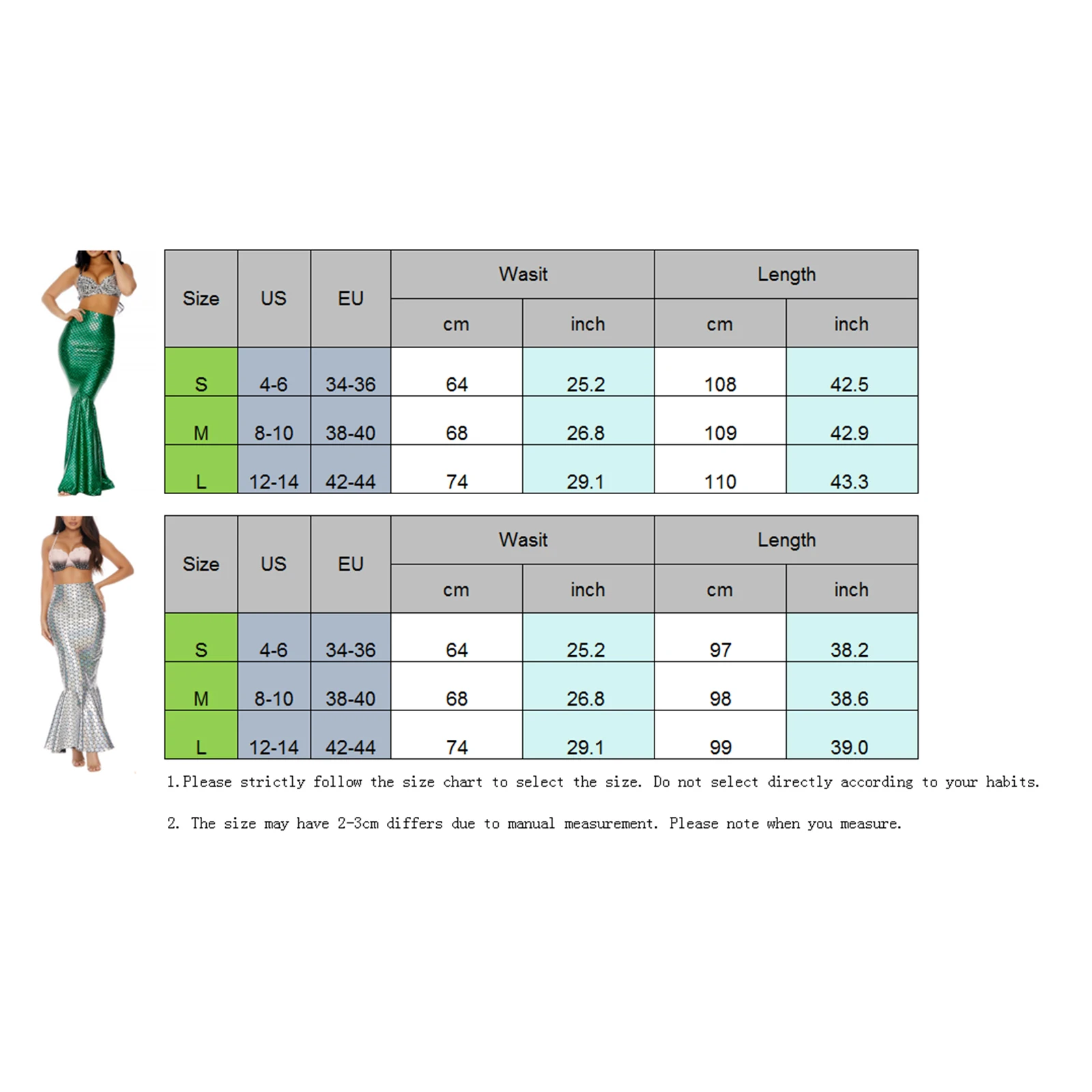 

Women Halloween Mermaid Costumes High Waist Bodycon Fishtail Skirt for Cosplay Masquerade Role-Playing Party Outfits