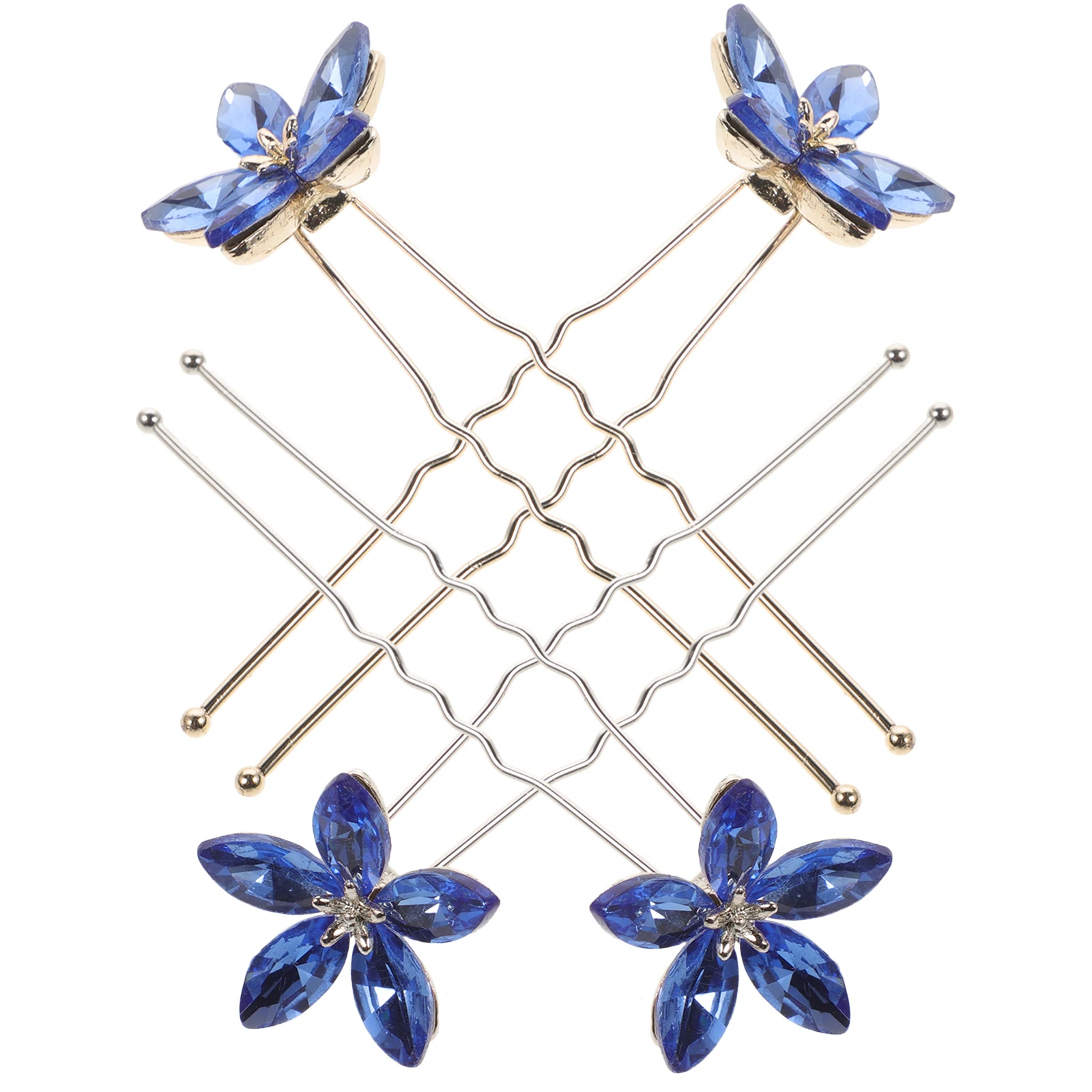 

4Pcs Sparkling Rhinestone Hair Pins Purple U Shaped Bobby Pins For Wedding Bridal Headpieces Bridesmaid Hair Accessories