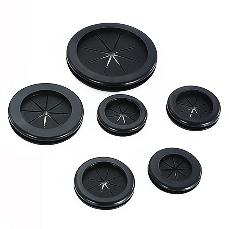 Petal Type Rubber Protective Coil Wire Loop Air Tube Hole Plug Guard Ring Pad Anti Falling Black Threading Cable Snap Circular