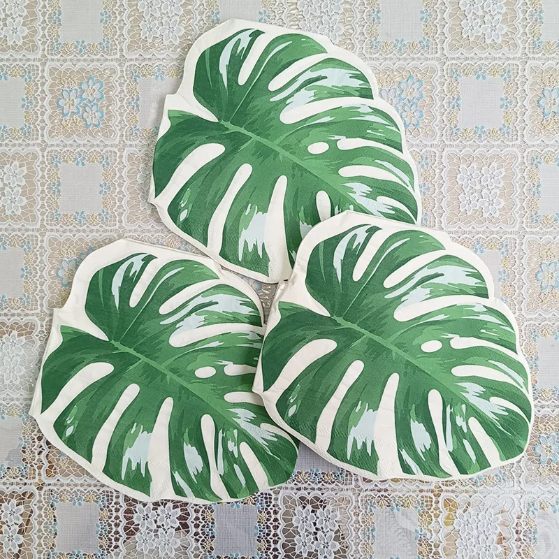 Serviettes jetables en feuille de palmier tropicale, 20 à 100 pièces, feuille verte hawaïenne, décor de salle de bains, thème Tropical, fournitures de fête d'anniversaire