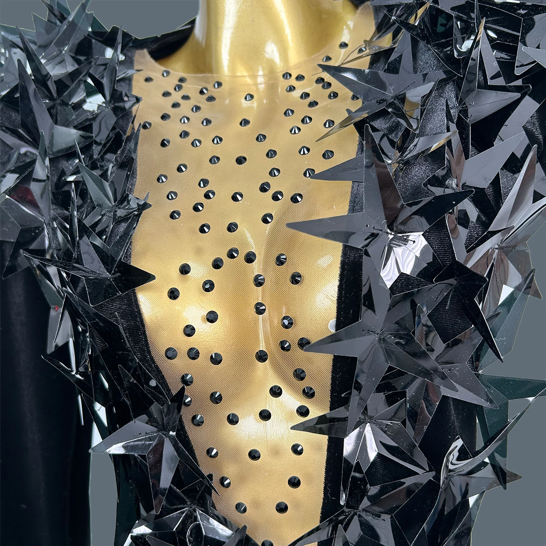 Designer Showgirl chanteur étoile à cinq branches coupe basse body fantaisie velours danse tenue fête Drag Queen artiste porter Hengxing