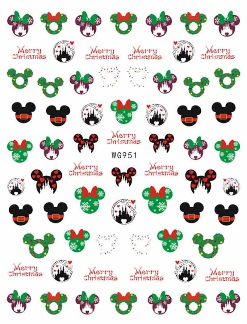 Christmas Disney Cartoon Nail Stickers Nail Decoration Mickey Disney Princess 3D Adhesive Stickers Nail Decals Nail Art Supplies