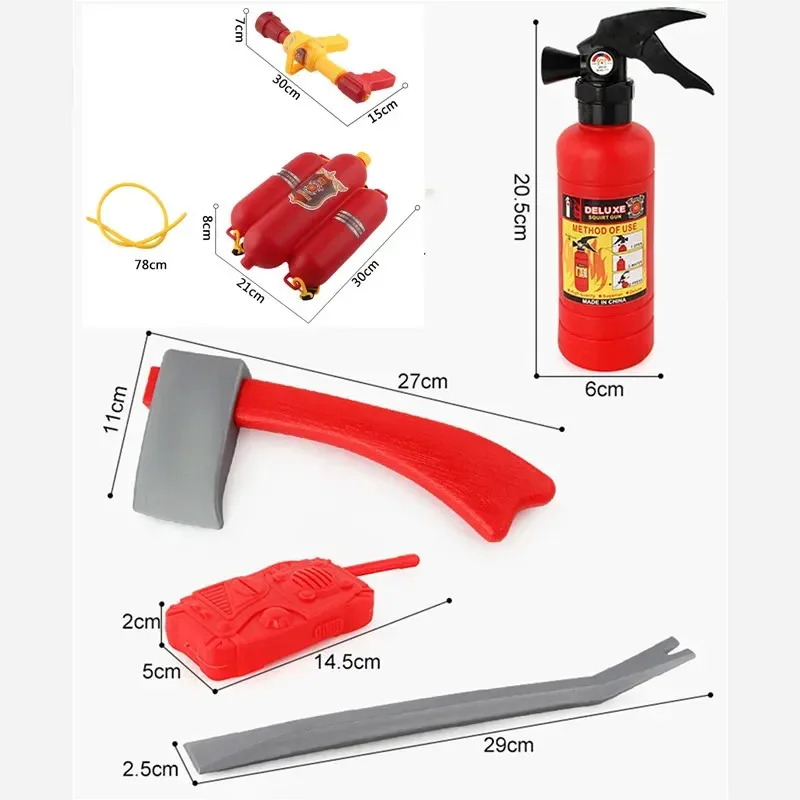 Disfraz de bombero para niños, disfraz de bombero para niños pequeños, traje profesional de Halloween con manguera y silbato, regalo de cumpleaños para fiesta