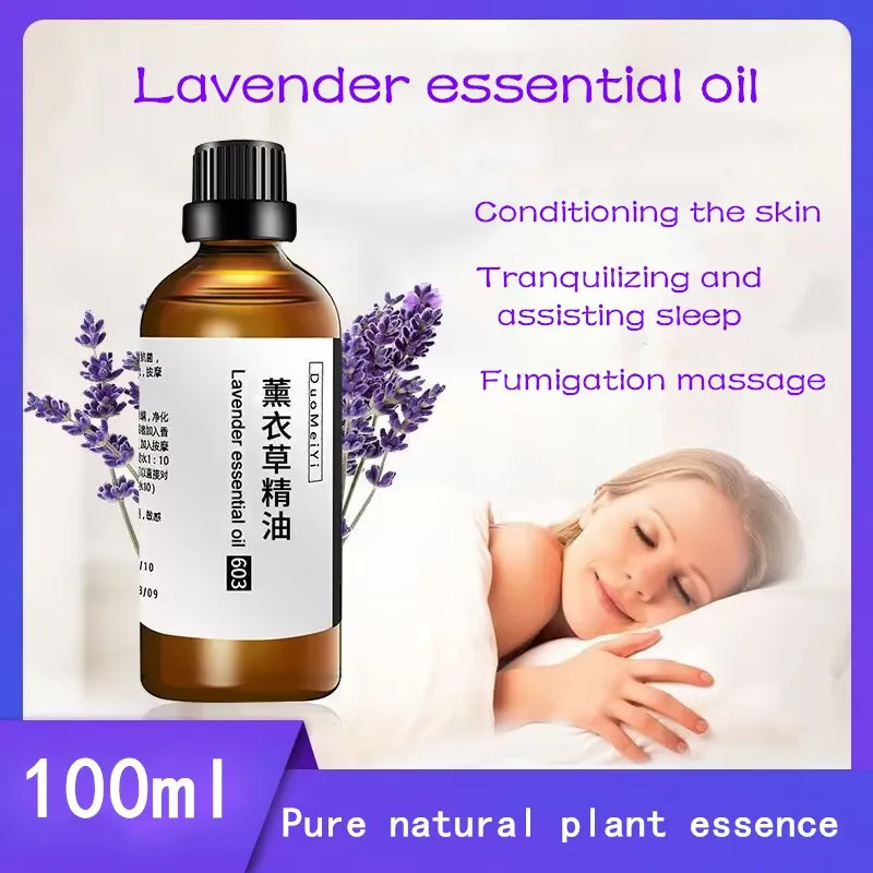 

100ml/bottle Natural Lavender Essential Oil Decompression Deep Sleep Beauty Care Material Purified Air Homemade Perfume Incense